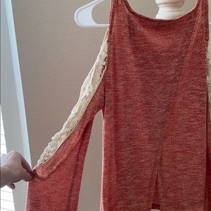 Altar’d State burnt orange cold shoulder sweater